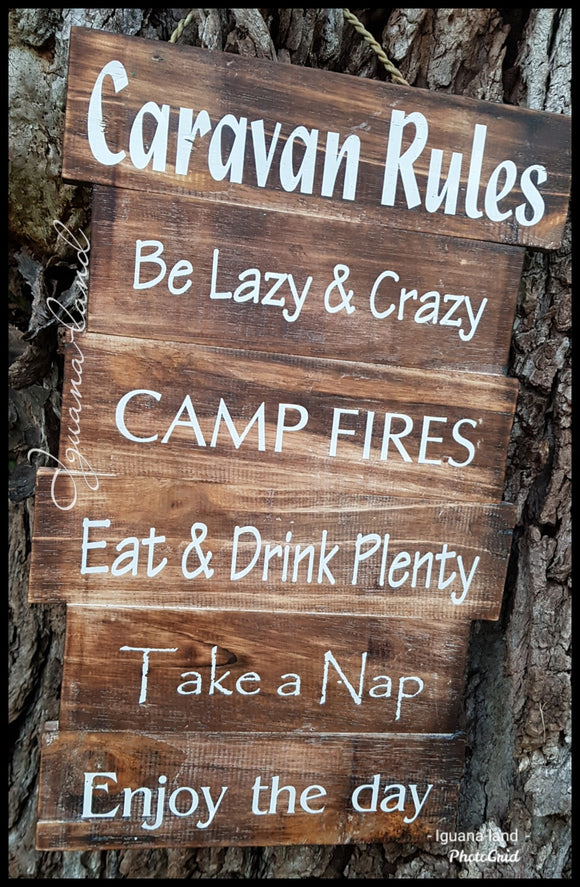 Caravan Rules - Timber Sign