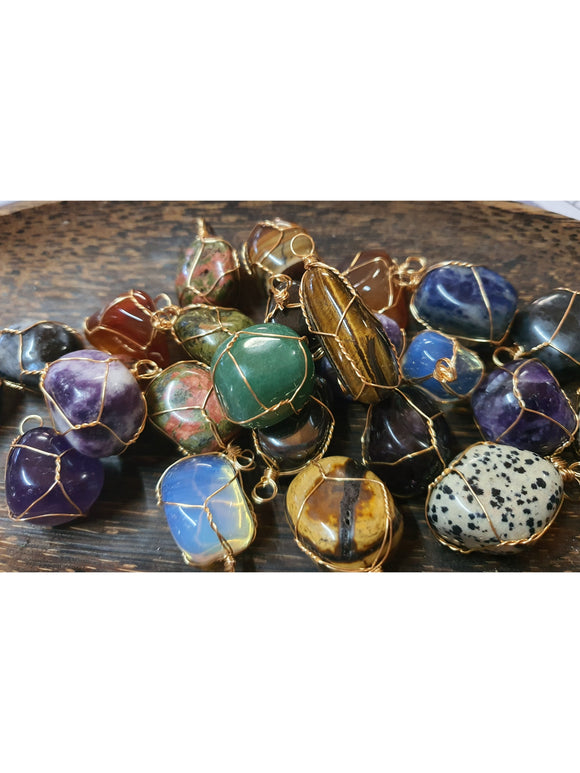 Tumble Stone Wire Pendants