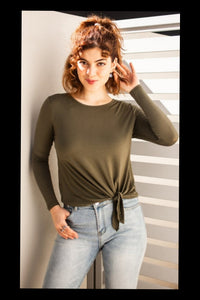 L/S Tie Front Top