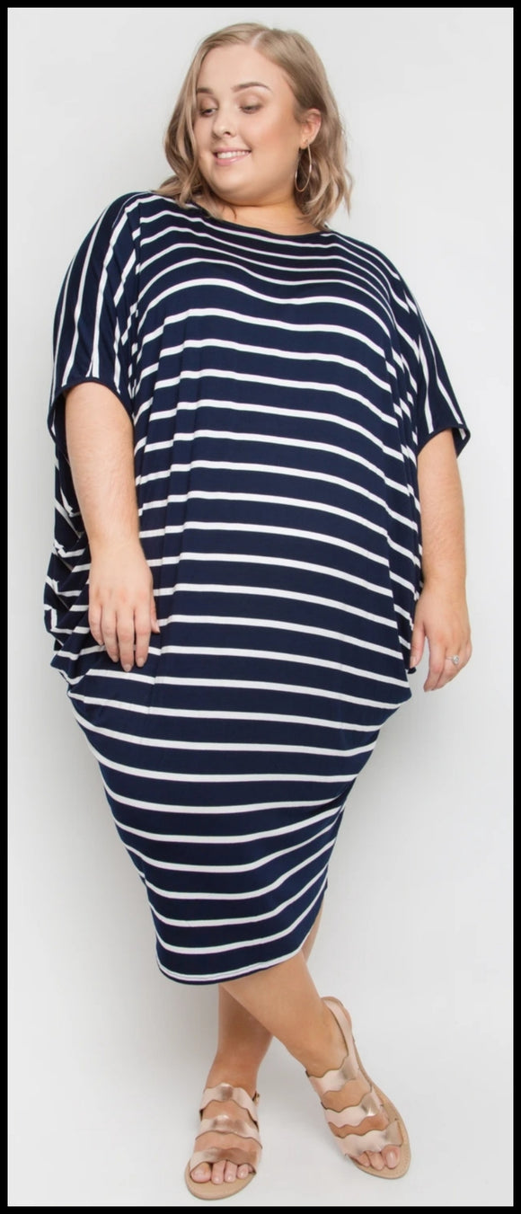 Navy White Miracle Dress (curve)